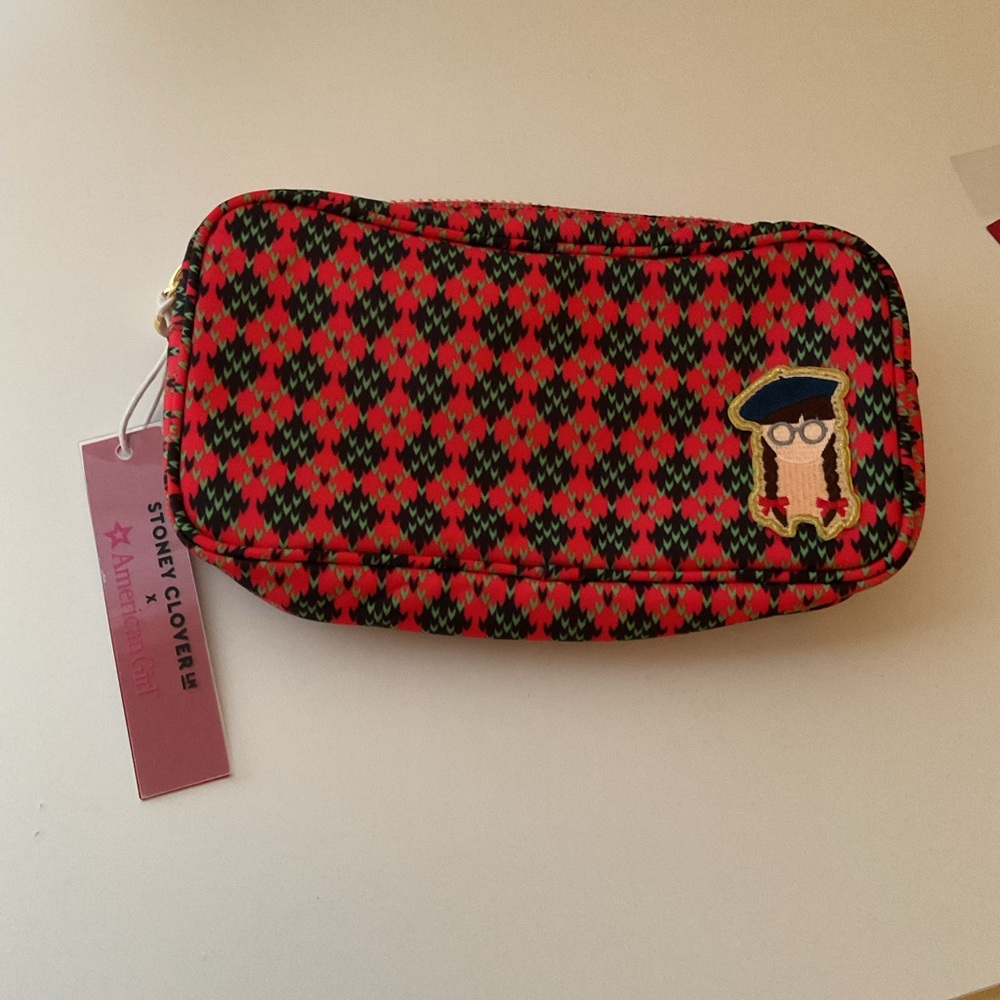 American Girl Red and Black Argyle Pouch
